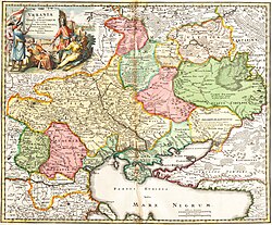 The Wild Fields (Dzike Polie) on a 1720 map by Johann Baptist Homann.