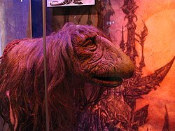 An urRu puppet used in The Dark Crystal on display at the National Museum of American History
