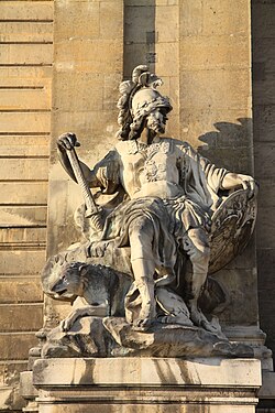 Statue of Mars, the Roman god of war, by the north portal