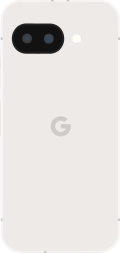 Diagram of a Pixel 9a smartphone in white.