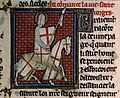 George as a knight, miniature from a ms. of Vies de Saints, c. 1290–1310 (Bibliothèque Sainte-Geneviève, Manuscrit 588)