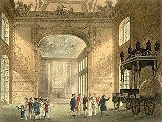 The Painted Hall of Greenwich Hospital as drawn by Augustus Pugin and Thomas Rowlandson