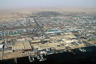 An aerial view of Walvis Bay
