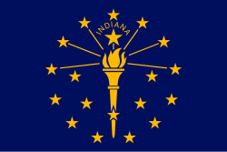 The flag of Indiana has "nineteen stars and a flaming torch in gold or buff."[25]