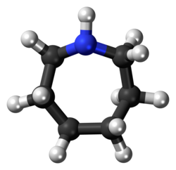 Ball-and-stick model of the azepane molecule