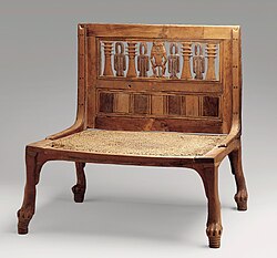 Chair of Hatnefer; 1492–1473 BC; boxwood, cypress, ebony & linen cord; height: 53 cm; Metropolitan Museum of Art
