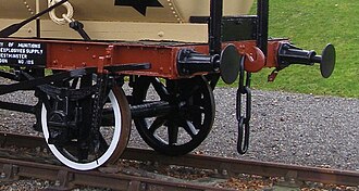 Three-link coupling on an antique tank wagon