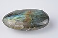 Iridescence effect on grey labradorite