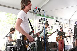 Obits performing at the 2009 South by Southwest festival. Left to right: Gursky, Froberg, Simpson, and Habibion.