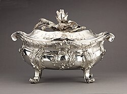 French Rococo tureen; 1749; height: 26.3 cm, width: 39 cm, depth: 24 cm; Metropolitan Museum of Art