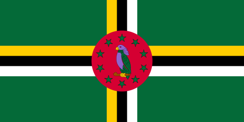 The flag of Dominica features a sisserou parrot, a national symbol.