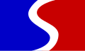 Flag of Cabañas Department, blue background with a white and red