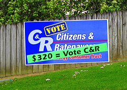 C&R posters with slogan "$320 = Vote C&R"