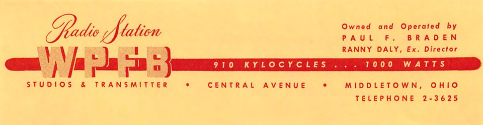 WPFB 1947 Stationary letterhead including station logo