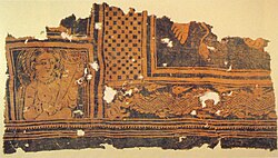 Fragment of dyed textile from Niya (Tarim Basin), China, 3rd to early 4th century