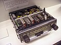 A 1950s Philips car radio using both transistor and valves. This model used a range of valves that only required 12 volts for their plate (anode) voltage.[46]