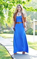 Maxi dresses (c. 1970) – Maxi is a term used since the late 1960s[79] for ankle-length, typically informal dresses.[78]