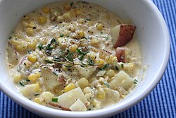 Roasted corn and potato chowder