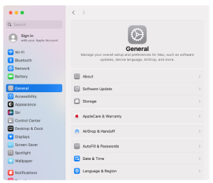 MacOS System Settings Screenshot on macOS Sequoia