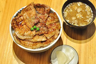 With takuan pickles and miso soup