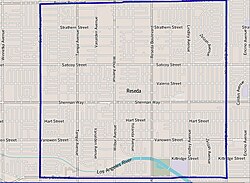 Boundaries of Reseda from an illustration by The Los Angeles Times