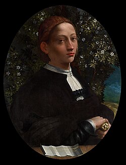 Presumed portrait of Lucrezia Borgia (attributed to Dosso Dossi, c. 1519, National Gallery of Victoria[56])