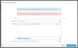 An example of a task form creation