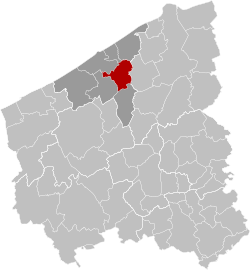 Location of Oudenburg in West Flanders