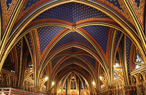 Gothic ceiling in the Sainte-Chapelle, Paris, 1243-1248, by Pierre de Montreuil[4]