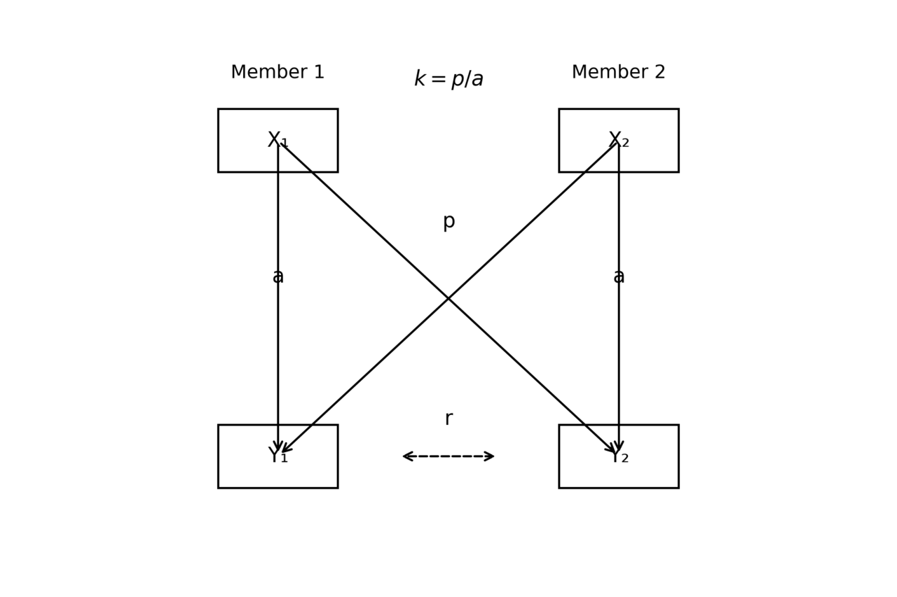 Actor–partner interdependence model (indistinguishable dyad with k).png