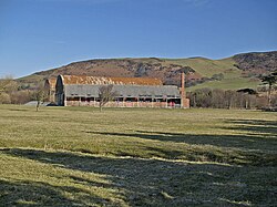 Remains of the Ministry of Defence buildings at Tonfanau, the temporary Python site for Wales