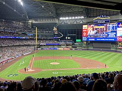 Baseball field, all players in position