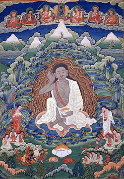 Bhutanese painted thangka of Milarepa (1052–1135), late 19th–early 20th century, Dhodeydrag Gonpa, Thimphu, Bhutan