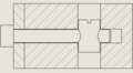 A cutaway drawing of a cross dowel in use