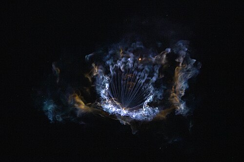 Falcon 9's exhaust plume during Crew-12 launch