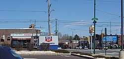 The intersection of Rhawn Street and Castor Avenue in Rhawnhurst
