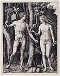 Adam and Eve, 1504, copper engraving, 29.8 × 21.1 cm (Morgan Library & Museum, New York)