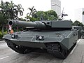 The Leopard 2SG is fitted with AMAP for greater all-around protection, but doesn't feature the full frontal armour kit