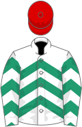 WHITE and EMERALD GREEN CHEVRONS, blue cap