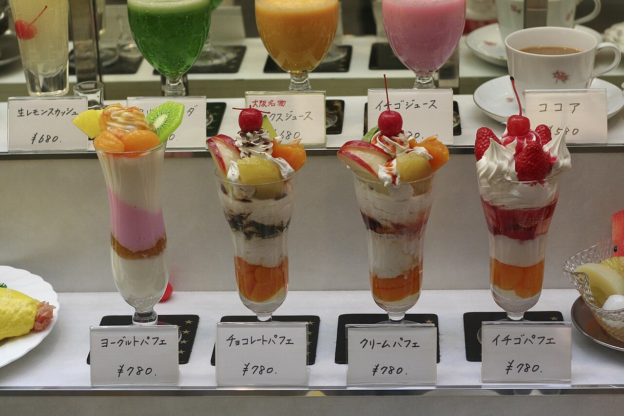 Parfait samples by pinguino in Osaka, Japan.jpg