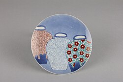 Plate with three jars