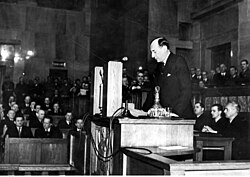 Józef Beck, Minister of Foreign Affairs, delivers his famous Honour Speech in the Sejm, 5 May 1939.