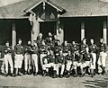 Scotland first rugby team (wearing brown[12]) for the 1st international, v. England in Edinburgh, 1871