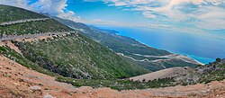 The Llogara Pass divides the Ceraunian Mountains into a western and an eastern range.