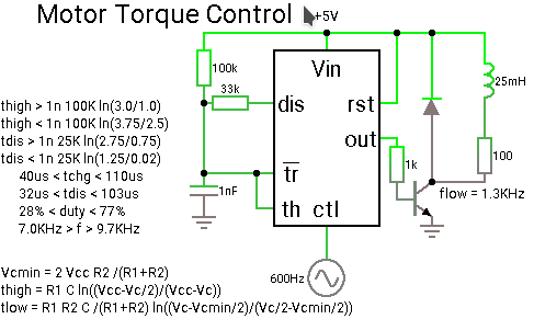 Voltage-Controlled Pulse-Width Modulation Schematic for DC Motor Torque Control