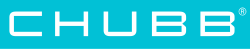 A stretched-out text of Chubb, with a light blue background