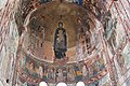 Gelati monastery, Church of Virgin the Blessed, mosaic and mural in the apse depicting Theotokos, Archangels Michael and Gabriel. Arc de Triomphe