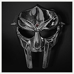 Modern MF DOOM mask facing the viewer.