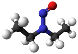 Ball-and-stick model of nitrosodiethylamine