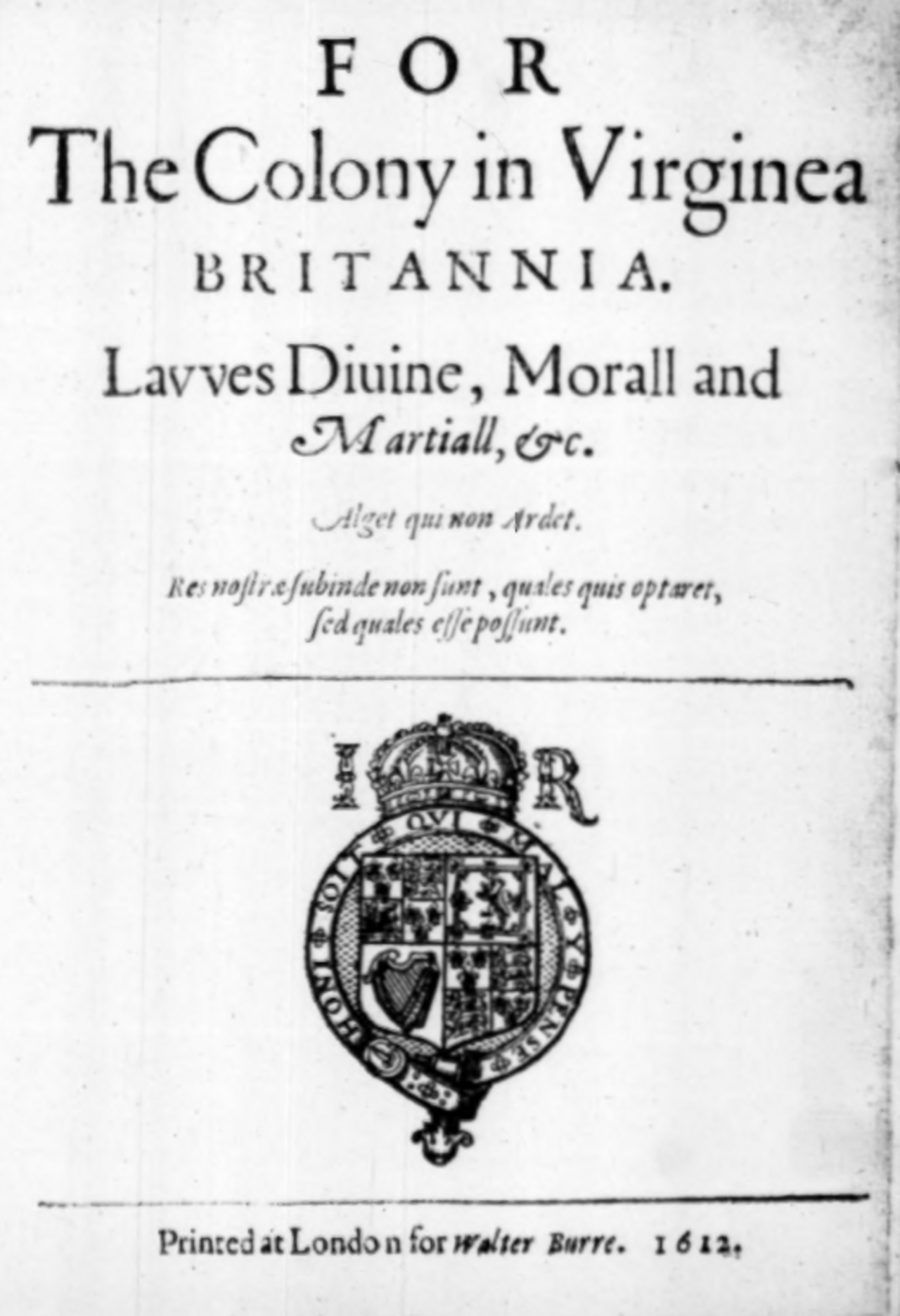 Title page of Dales Code (Lawes Divine, Morall and Martiall).png